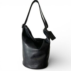 Vintage Coach Bleecker Leather Duffle Bucket Bag Black Slouchy Shoulder Purse